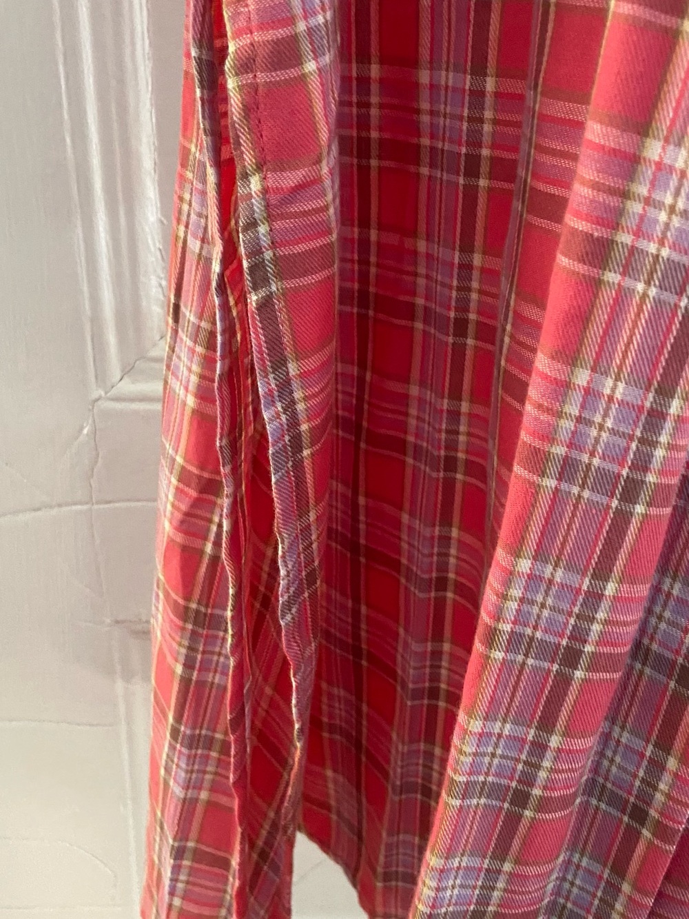 Women’s Pink Plaid Button-Front Shacket Midi Duster - Picture 6 of 7